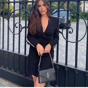 Zara Draped Blazer Black Dress, XS